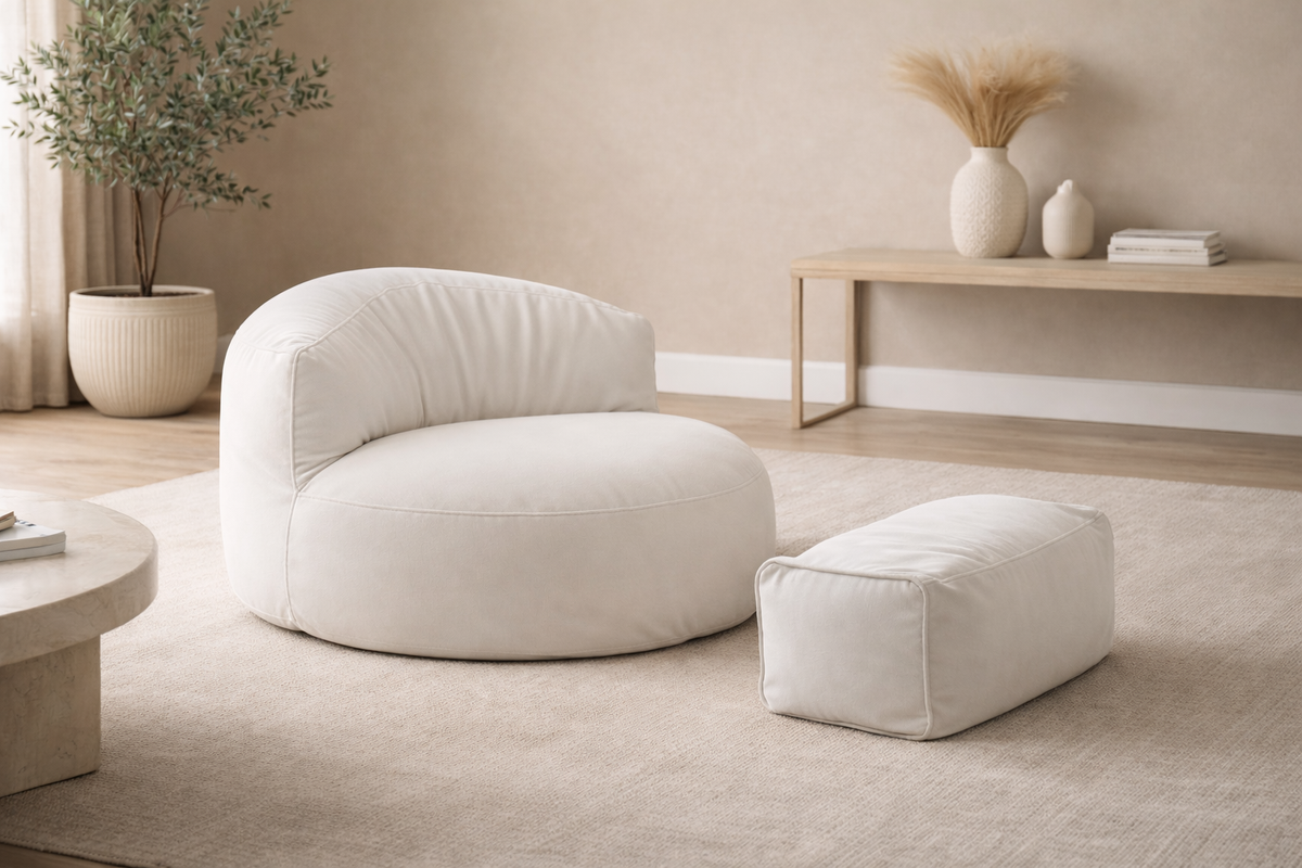 Mila Modell Krem Puff & Armut Koltuk Relax Koltuk & Ayak Puflu