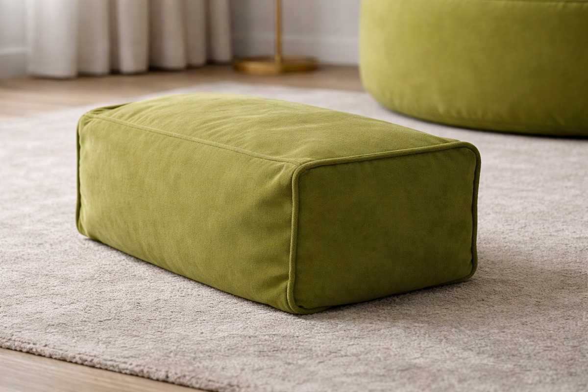 Mila Modell Oil Green Puff & Bean Bag Relax Armchair & Foot Pouf