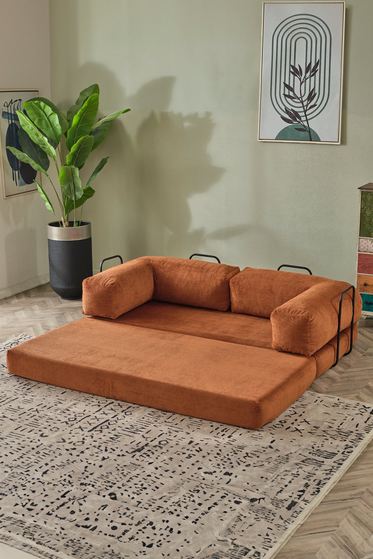 Relax Model Kiremit Renk Çok Amaçlı Koltuk & Legom Koltuk & Aktivite Koltuğu & Yatak