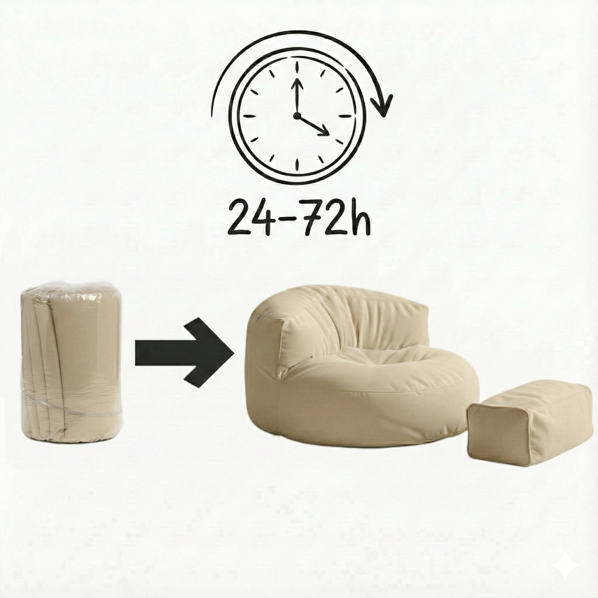 Mila Modell Cream Puff & Bean Bag Relax Armchair & Foot Pouf