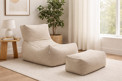 2-Piece Velvet Puff Sofa Bean Bag Playstation Chair Relax Chair Washable Cover Foot Pouf