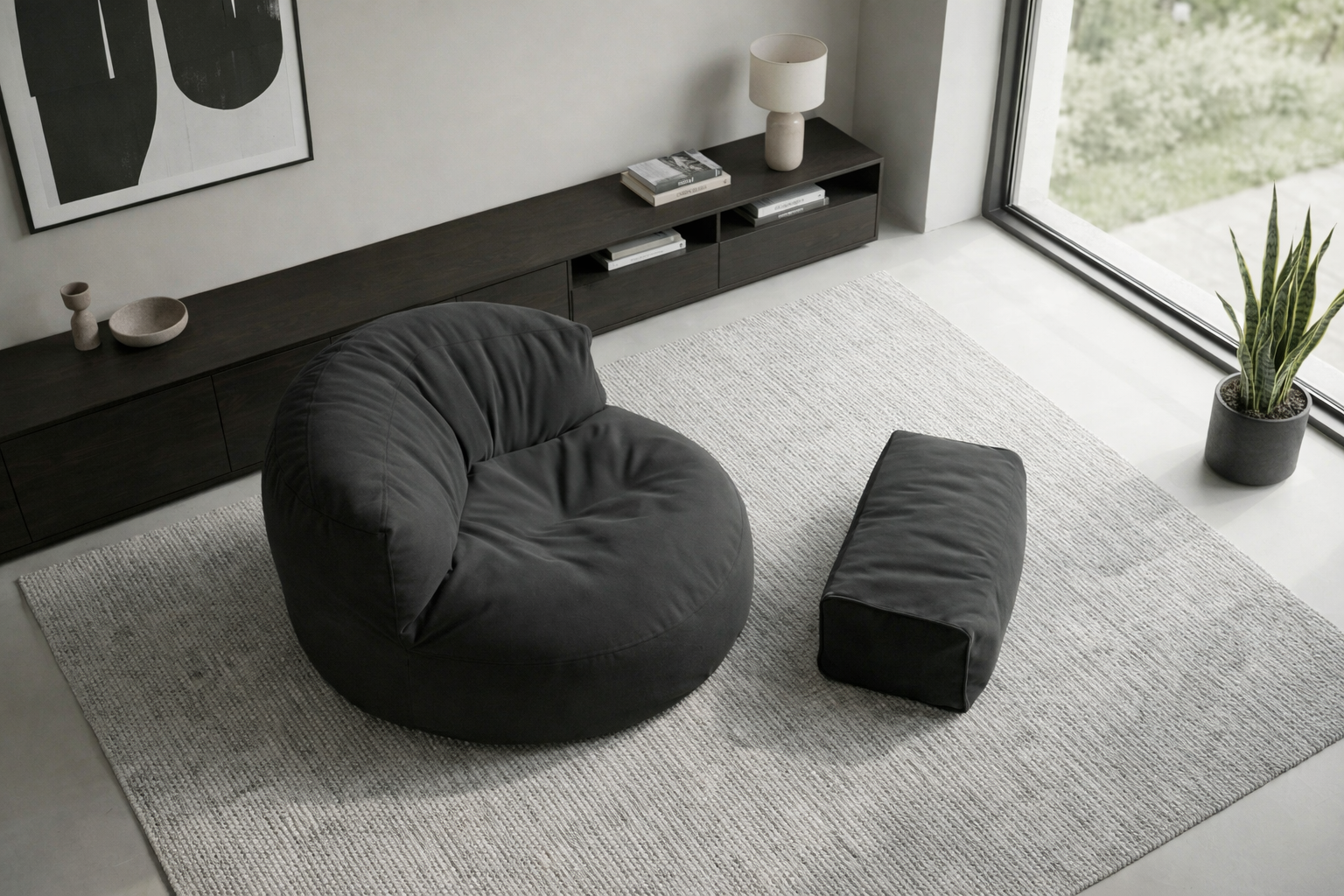 Mila Modell Siyah  Puff & Armut Koltuk Relax Koltuk & Ayak Puflu