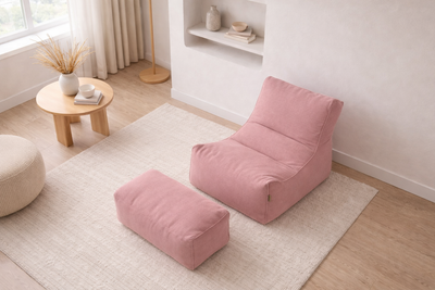 2-Piece Velvet Puff Sofa Bean Bag Playstation Chair Relax Chair Washable Cover Foot Pouf