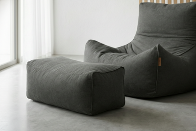 2-Piece Velvet Puff Sofa Bean Bag Playstation Chair Relax Chair Washable Cover Foot Pouf