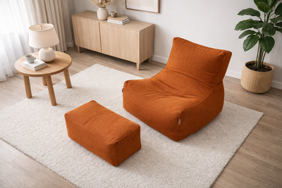 2-Piece Velvet Puff Sofa Bean Bag Playstation Chair Relax Chair Washable Cover Foot Pouf