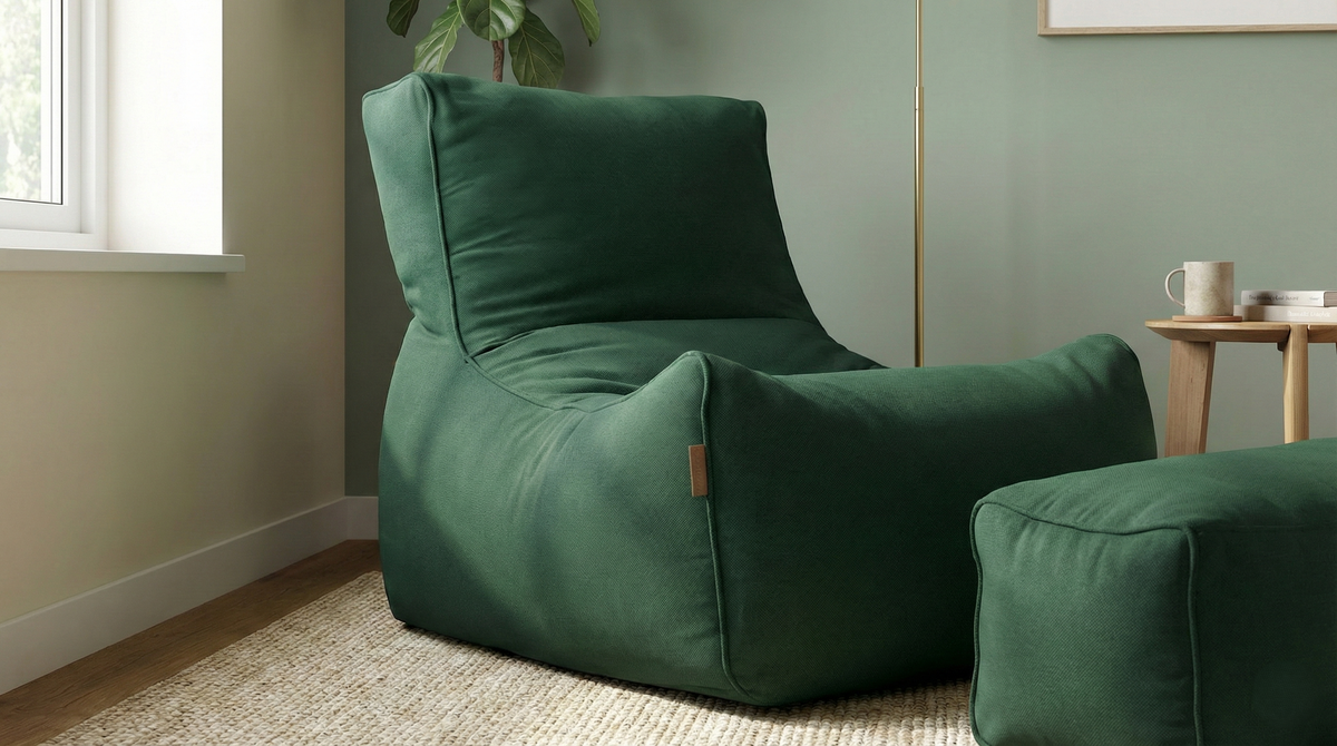 2-Piece Velvet Puff Sofa Bean Bag Playstation Chair Relax Chair Washable Cover Foot Pouf