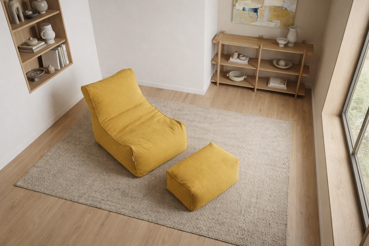 2-Piece Velvet Puff Sofa Bean Bag Playstation Chair Relax Chair Washable Cover Foot Pouf