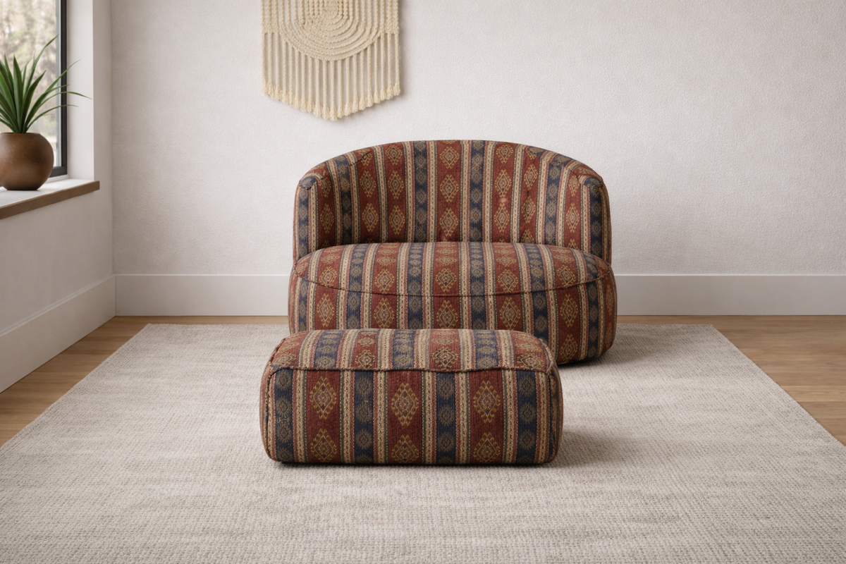 Vintage Turkish Mila Puff Vintage Bean Bag Sofa