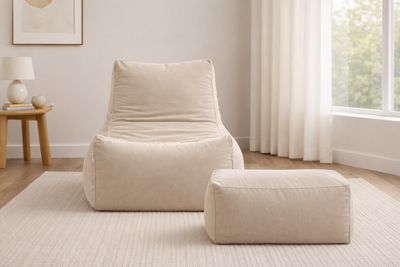 2-Piece Velvet Puff Sofa Bean Bag Playstation Chair Relax Chair Washable Cover Foot Pouf
