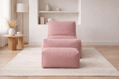 2-Piece Velvet Puff Sofa Bean Bag Playstation Chair Relax Chair Washable Cover Foot Pouf