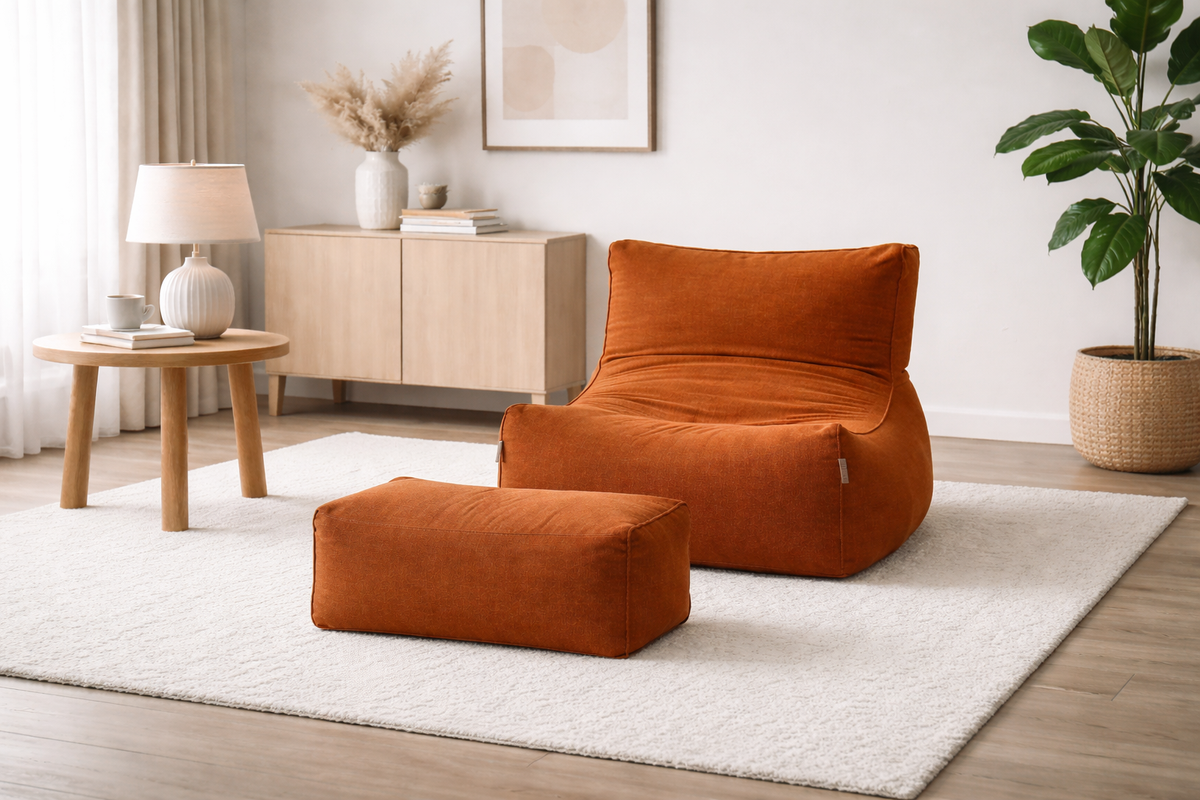2-Piece Velvet Puff Sofa Bean Bag Playstation Chair Relax Chair Washable Cover Foot Pouf