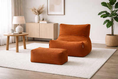 2-Piece Velvet Puff Sofa Bean Bag Playstation Chair Relax Chair Washable Cover Foot Pouf