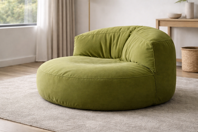 Mila Modell Oil Green Puff &amp; Bean Bag Relax Armchair &amp; Foot Pouf