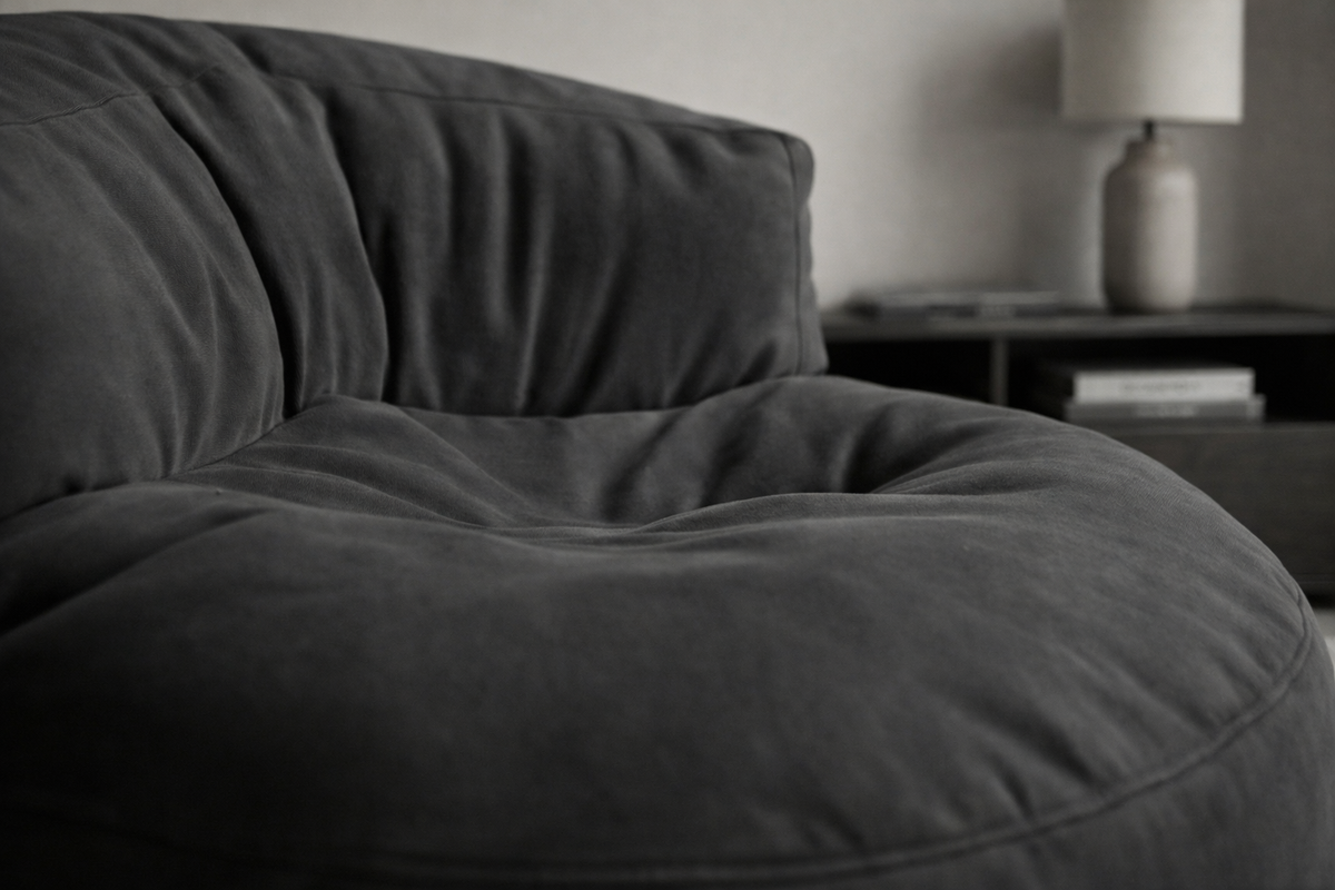 Mila Modell Black Puff &amp; Bean Bag Relax Armchair &amp; Foot Pouf