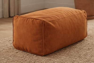 Mila Modell Orange Tile Puff &amp; Bean Bag Relax Armchair &amp; Foot Pouf