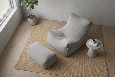 2-Piece Velvet Puff Sofa Bean Bag Playstation Chair Relax Chair Washable Cover Foot Pouf