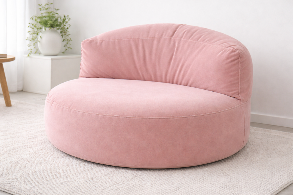 Mila Modell Pink Puff &amp; Bean Bag Relax Armchair &amp; Foot Pouf