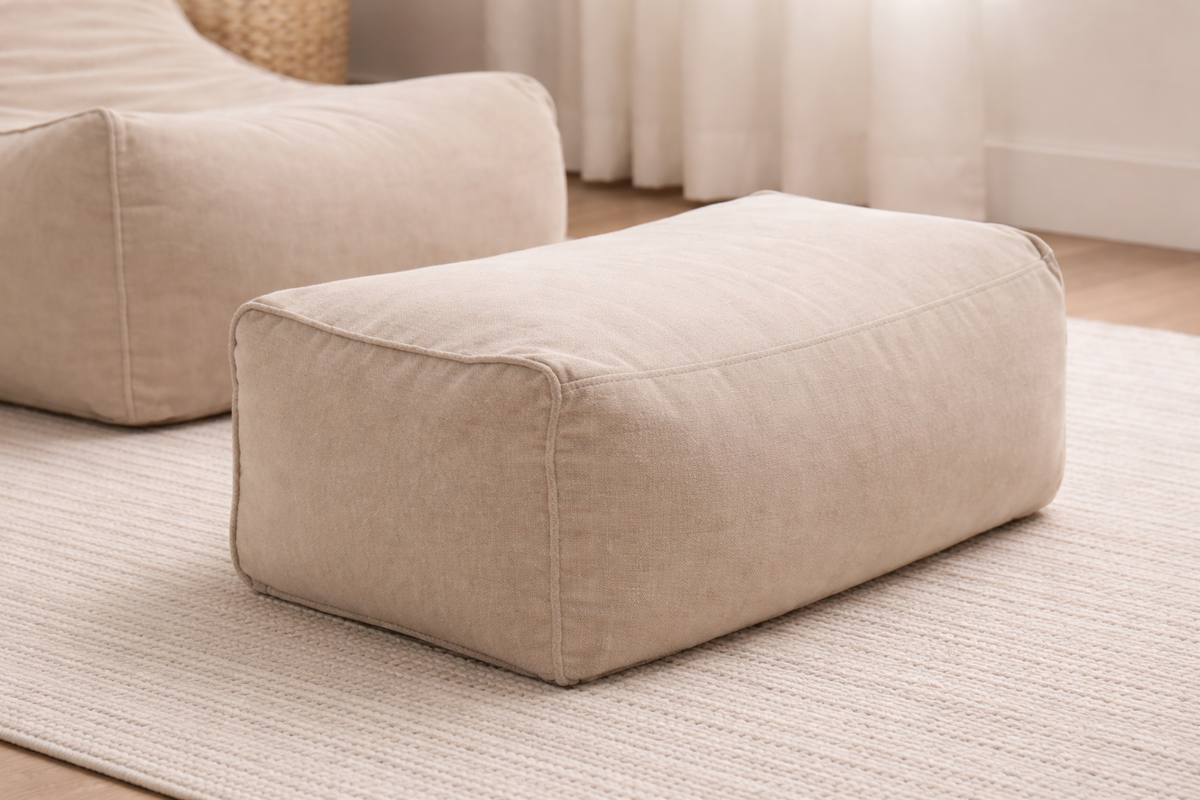2-Piece Velvet Puff Sofa Bean Bag Playstation Chair Relax Chair Washable Cover Foot Pouf