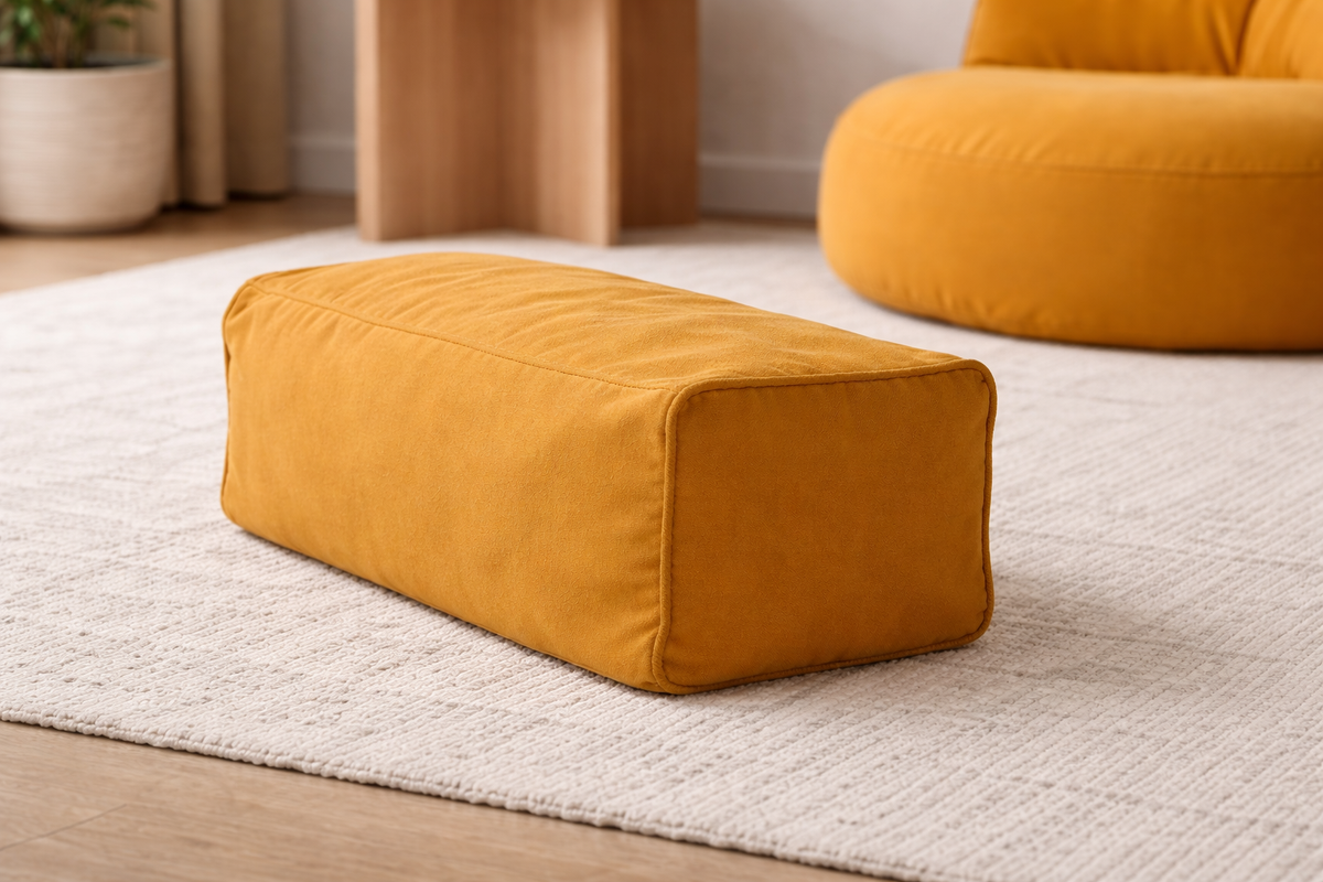 Mila Modell Yellow Puff &amp; Bean Bag Relax Armchair &amp; Foot Pouf