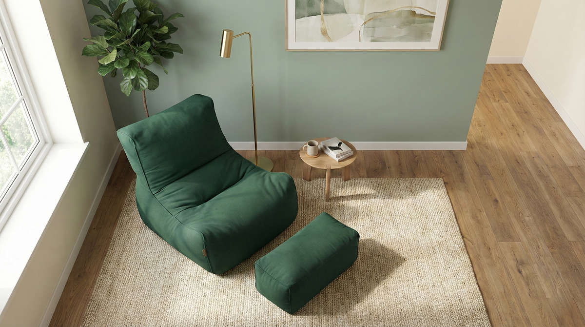 2-Piece Velvet Puff Sofa Bean Bag Playstation Chair Relax Chair Washable Cover Foot Pouf