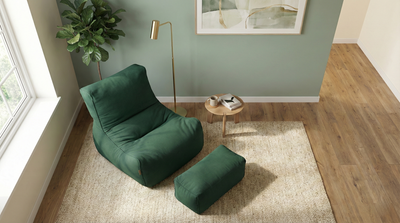 2-Piece Velvet Puff Sofa Bean Bag Playstation Chair Relax Chair Washable Cover Foot Pouf