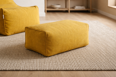 2-Piece Velvet Puff Sofa Bean Bag Playstation Chair Relax Chair Washable Cover Foot Pouf