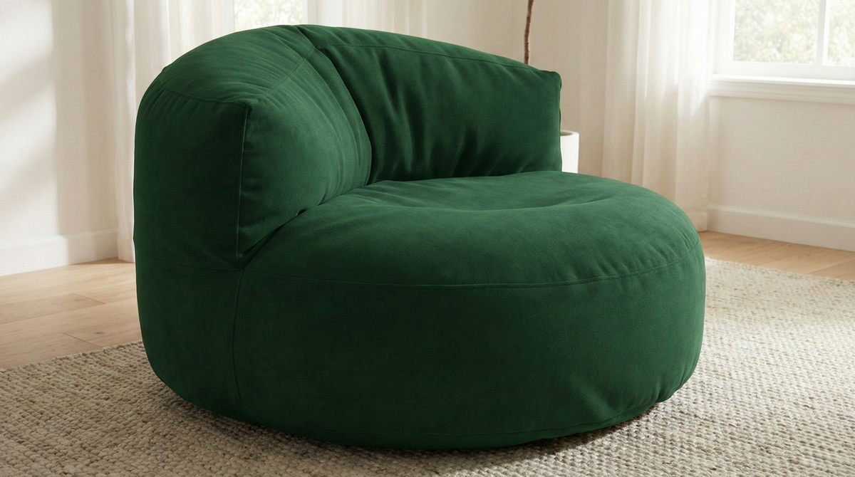 Mila Modell Emerald Green Puff &amp; Bean Bag Relax Armchair &amp; Foot Pouf