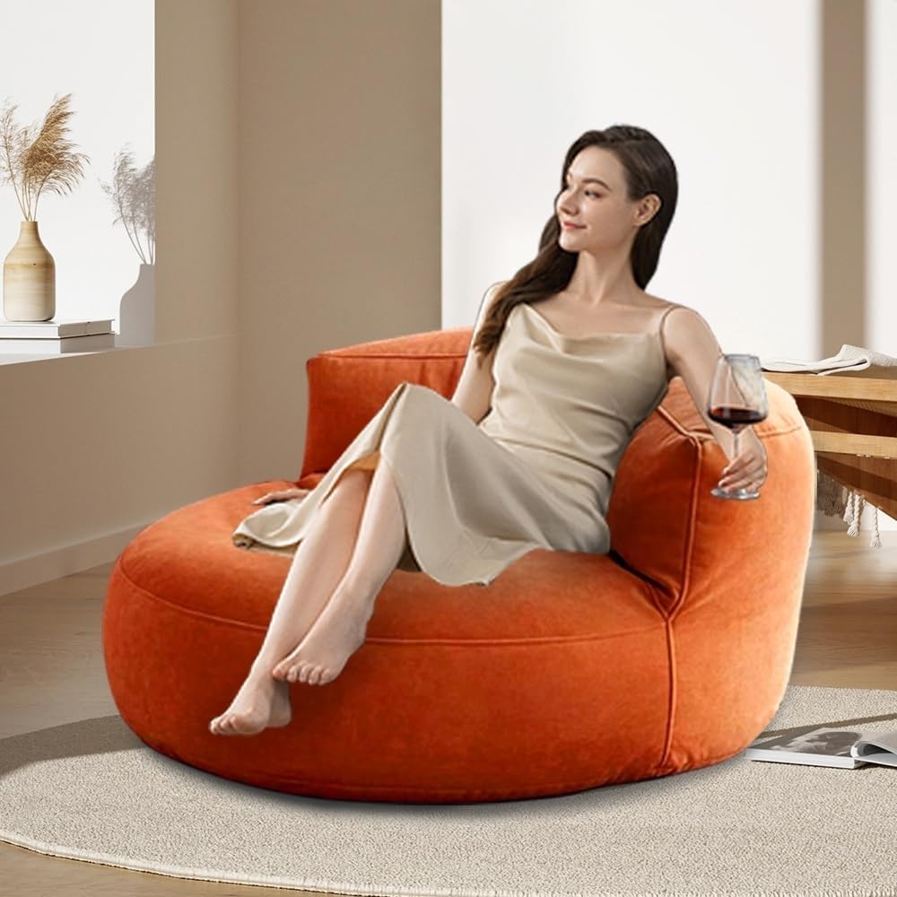 Mila Modell Turuncu Kiremit Puff & Armut Koltuk Relax Koltuk & Ayak Puflu