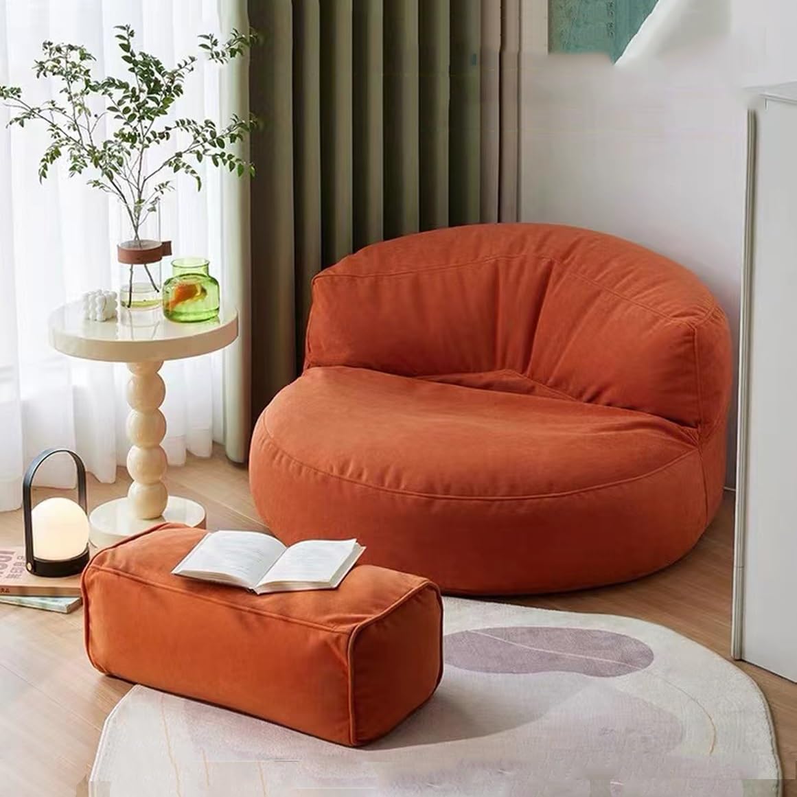 Mila Modell Turuncu Kiremit Puff & Armut Koltuk Relax Koltuk & Ayak Puflu