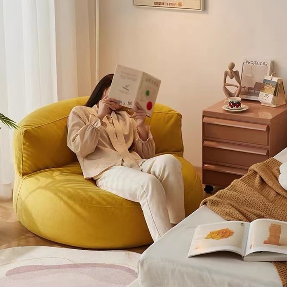 Mila Modell Sarı Puff & Armut Koltuk Relax Koltuk & Ayak Puflu