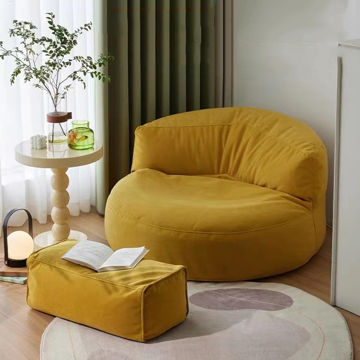 Mila Modell Sarı Puff & Armut Koltuk Relax Koltuk & Ayak Puflu