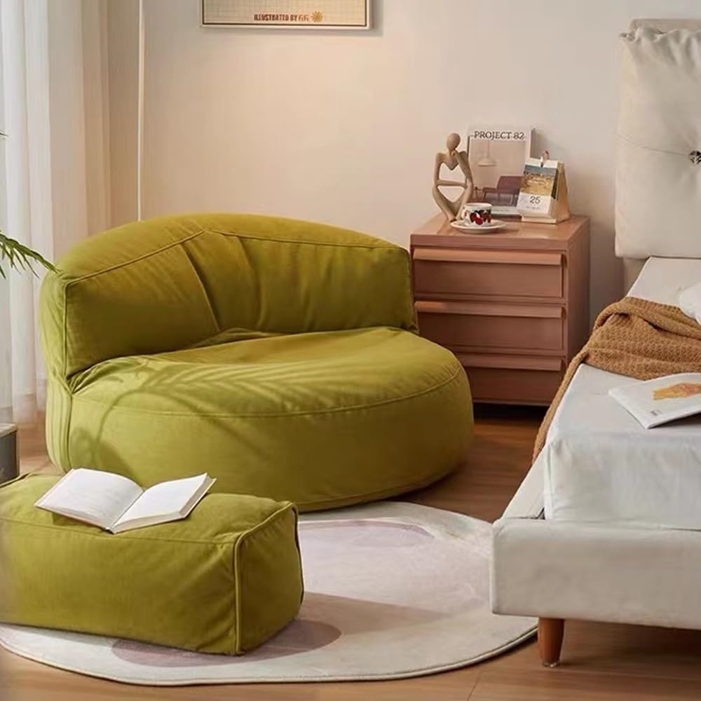 Mila Modell Yağ Yeşili Puff & Armut Koltuk Relax Koltuk & Ayak Puflu