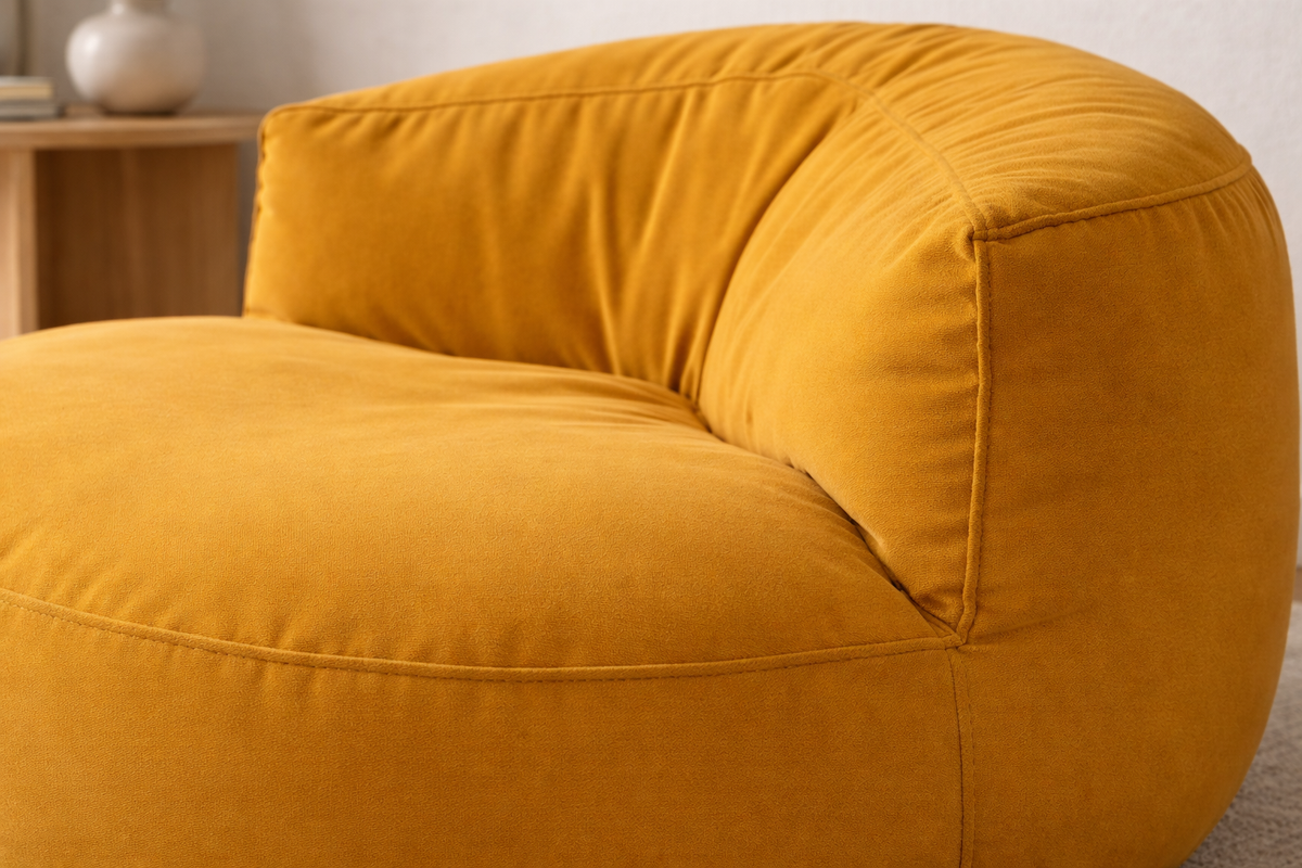 Mila Modell Yellow Puff &amp; Bean Bag Relax Armchair &amp; Foot Pouf