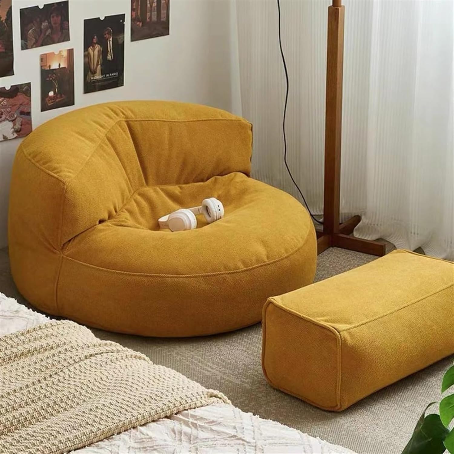 Mila Modell Sarı Puff & Armut Koltuk Relax Koltuk & Ayak Puflu