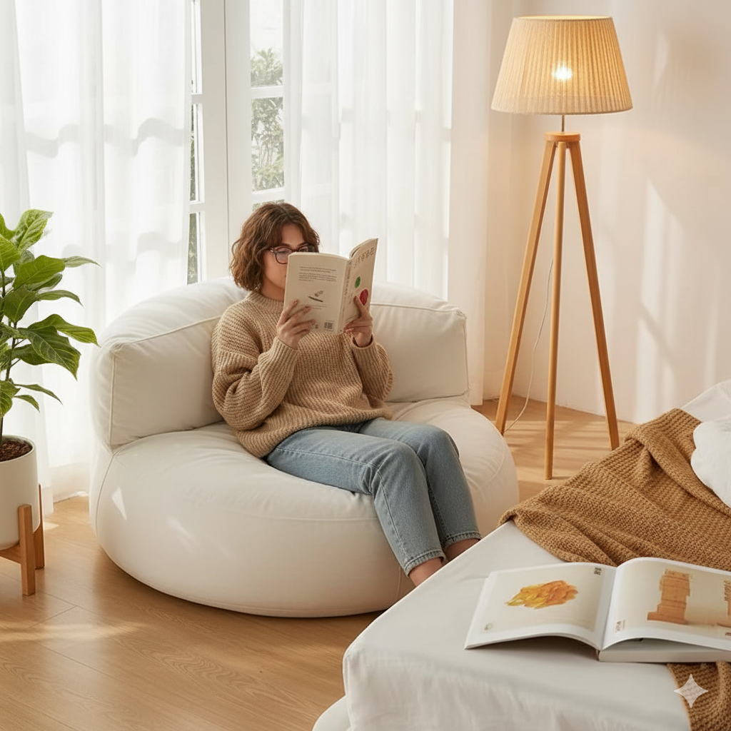 Mila Modell Krem Puff & Armut Koltuk Relax Koltuk & Ayak Puflu