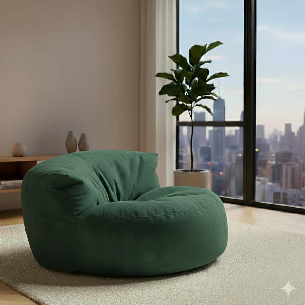 Mila Modell Zümrüt Yeşili Puff & Armut Koltuk Relax Koltuk  & Ayak Puflu
