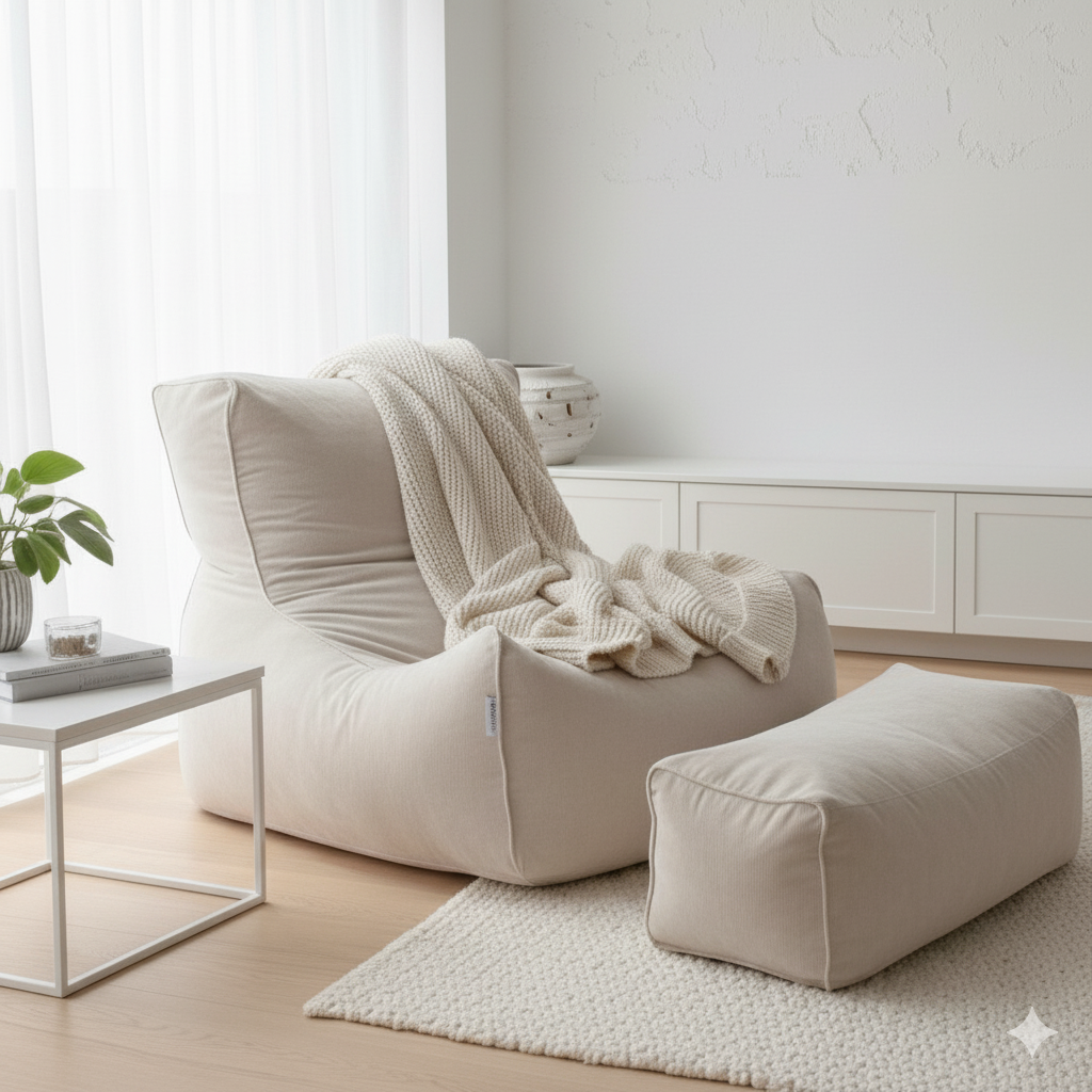 2'Li Velvet Puff Koltuk Armut Koltuk Playstation Koltuğu Relax Koltuk Yıkanabilir Kılıf Ayak Puflu