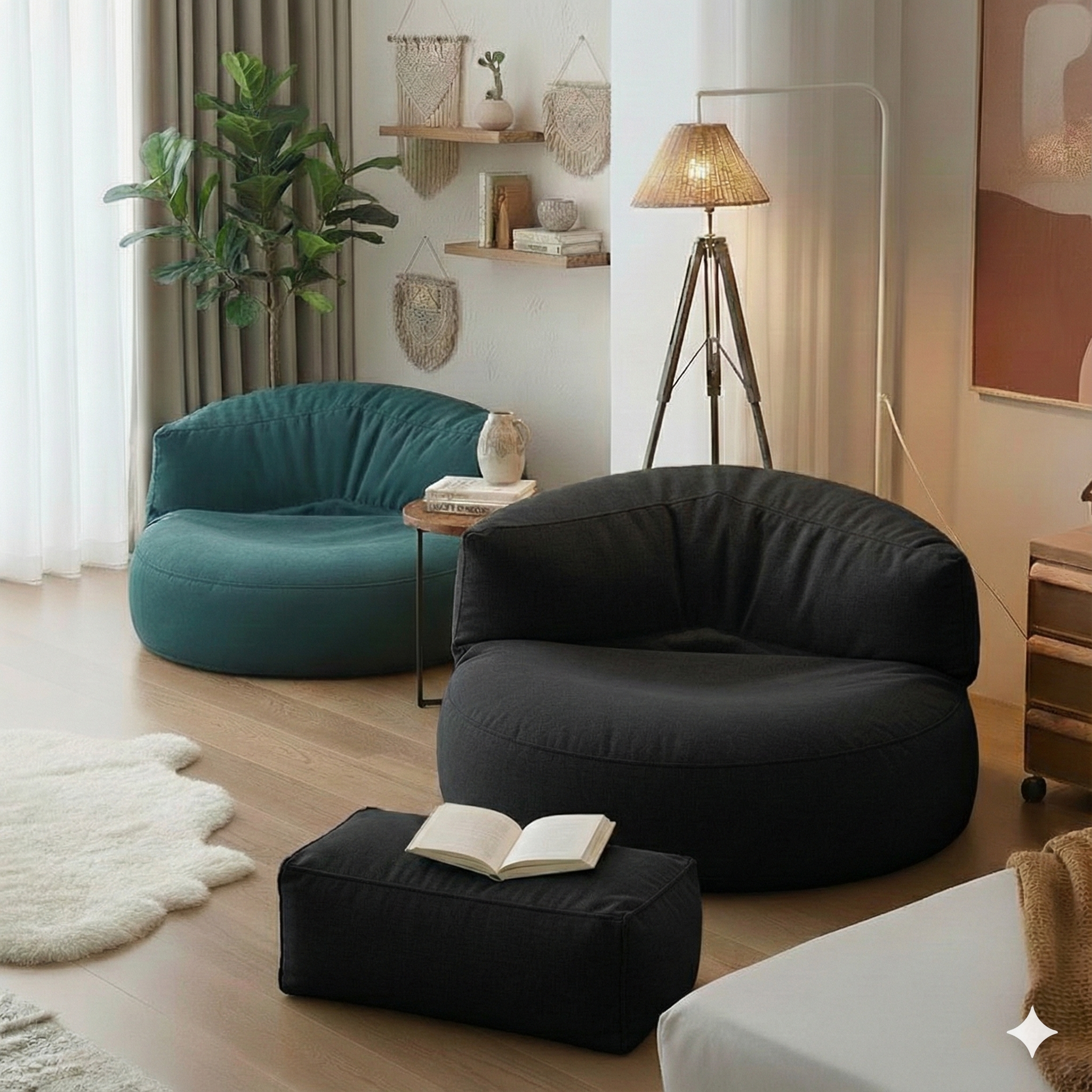 Mila Modell Siyah  Puff & Armut Koltuk Relax Koltuk & Ayak Puflu