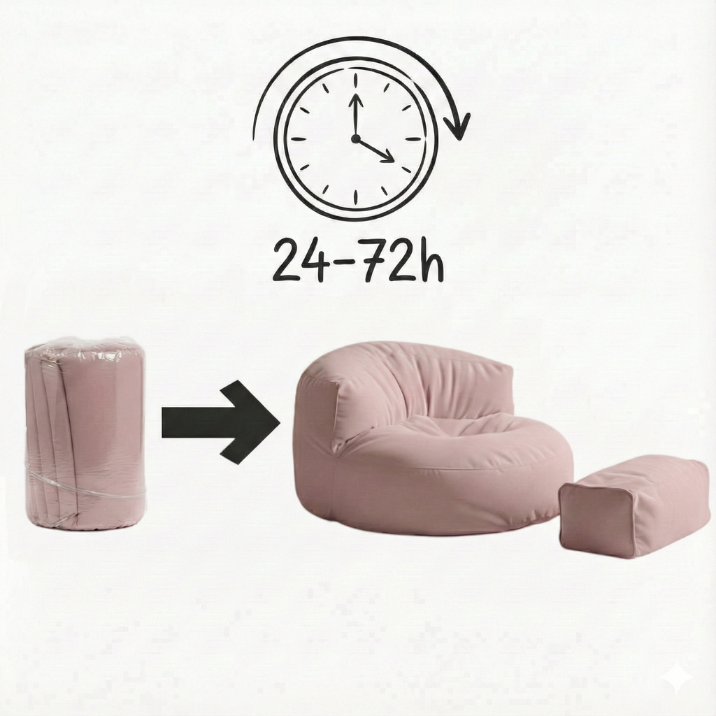 Mila Modell Pink Puff &amp; Bean Bag Relax Armchair &amp; Foot Pouf