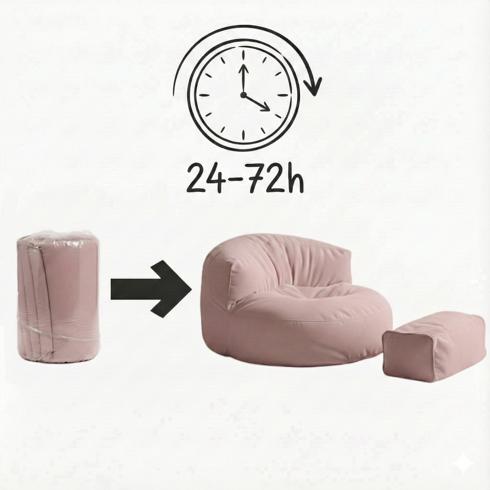 Mila Modell Pink Puff &amp; Bean Bag Relax Armchair &amp; Foot Pouf
