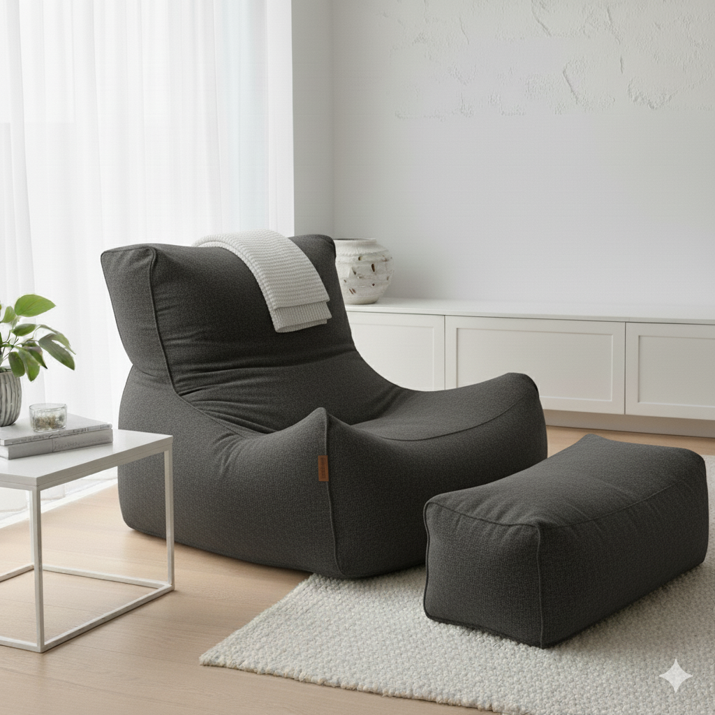 2'Li Velvet Puff Koltuk Armut Koltuk Playstation Koltuğu Relax Koltuk Yıkanabilir Kılıf Ayak Puflu