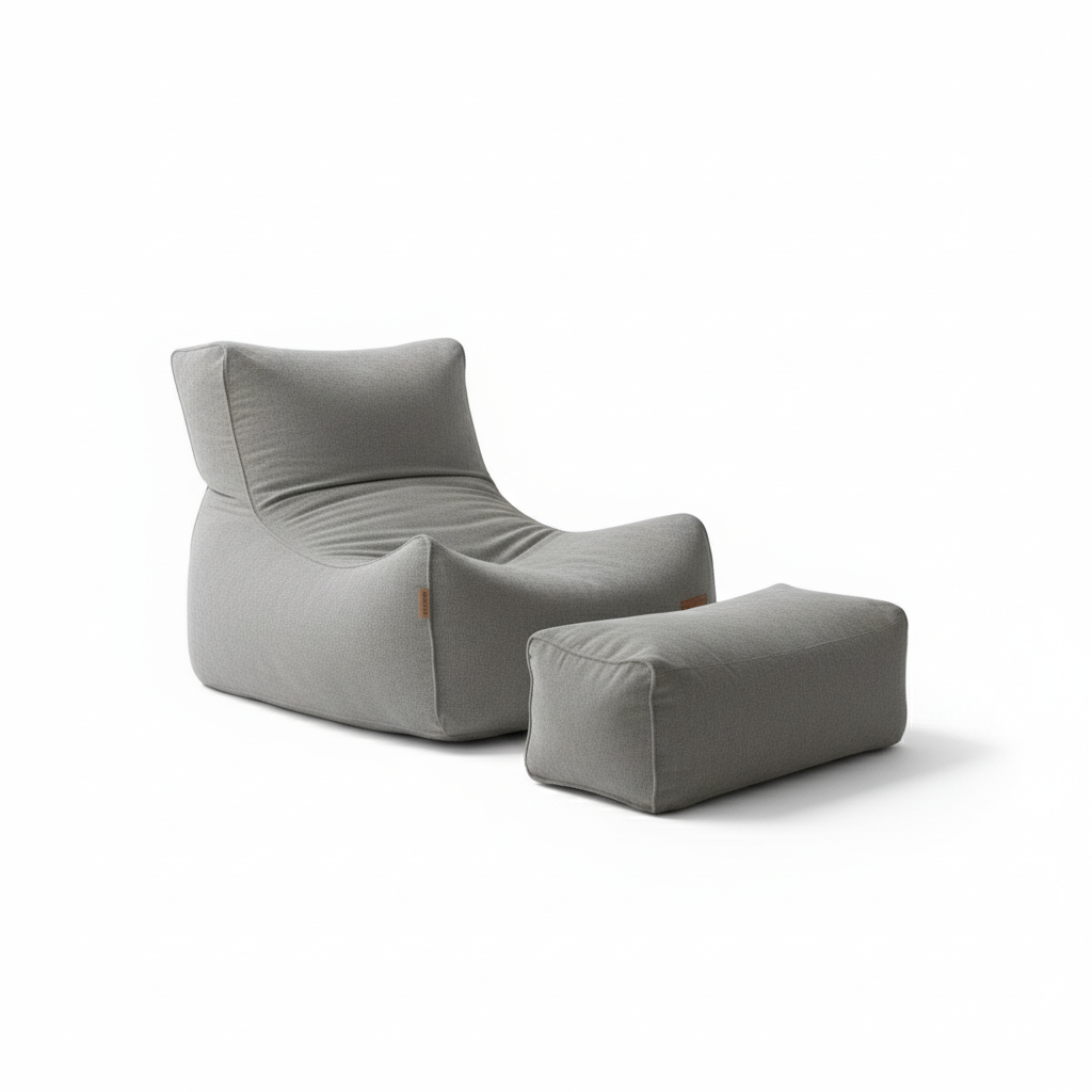 2-Piece Velvet Puff Sofa Bean Bag Playstation Chair Relax Chair Washable Cover Foot Pouf