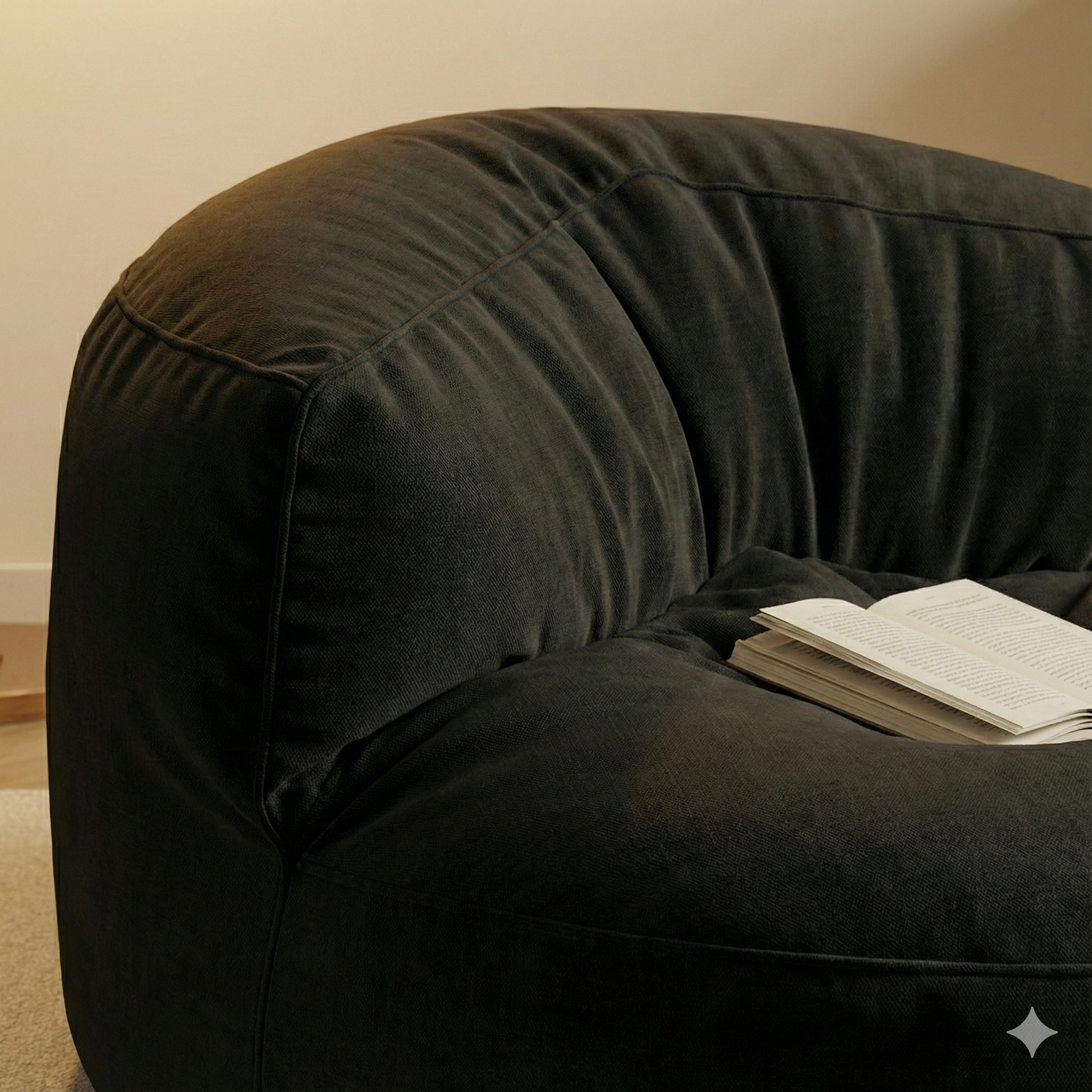 Mila Modell Siyah  Puff & Armut Koltuk Relax Koltuk & Ayak Puflu