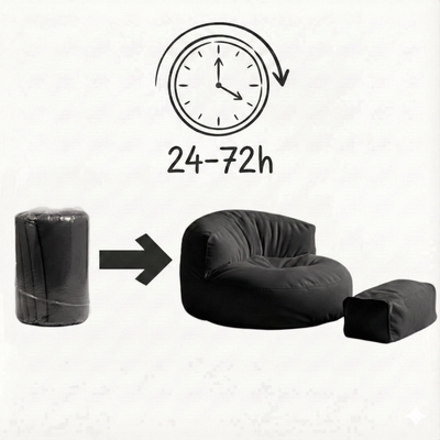 Mila Modell Black Puff &amp; Bean Bag Relax Armchair &amp; Foot Pouf