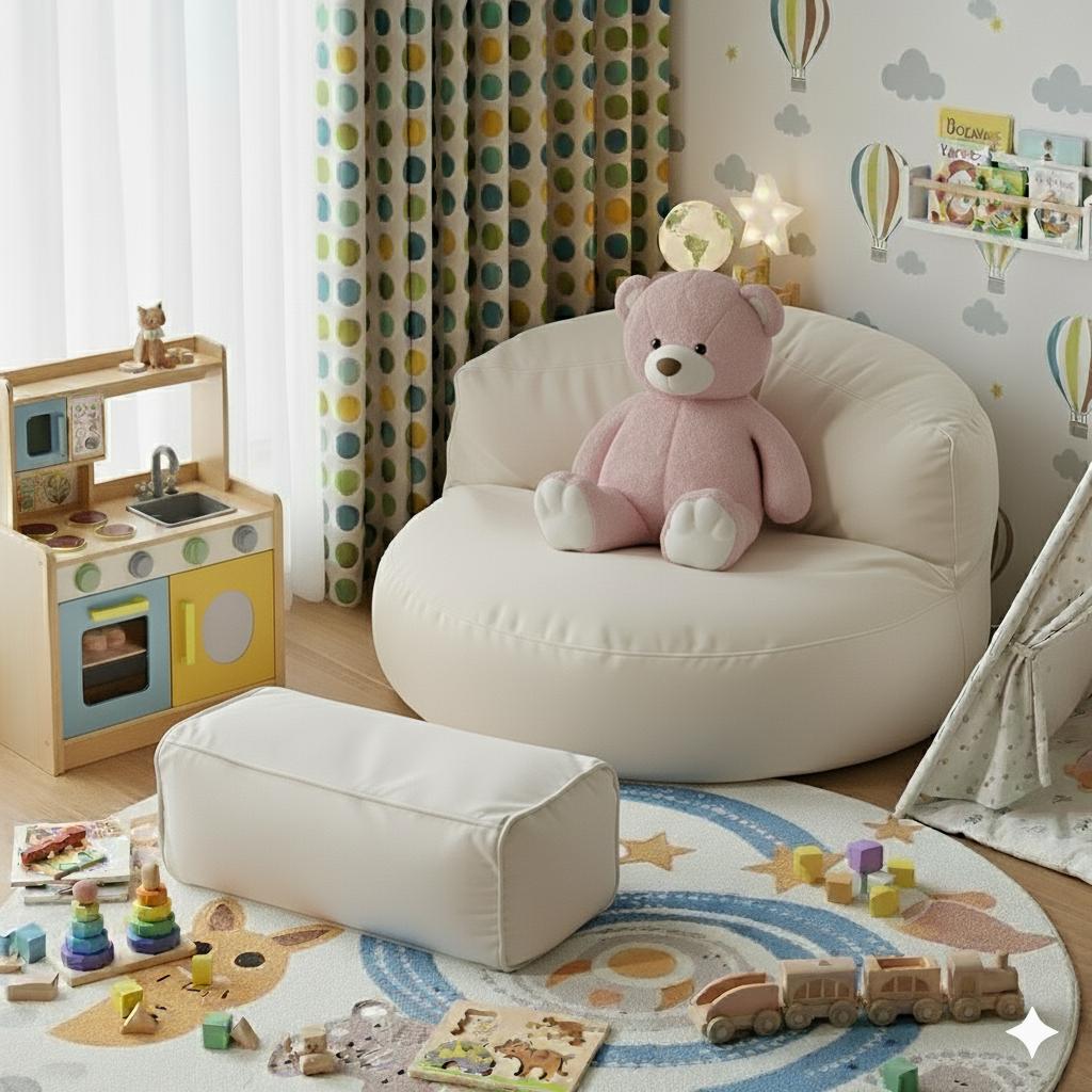 Mila Modell Krem Puff & Armut Koltuk Relax Koltuk & Ayak Puflu