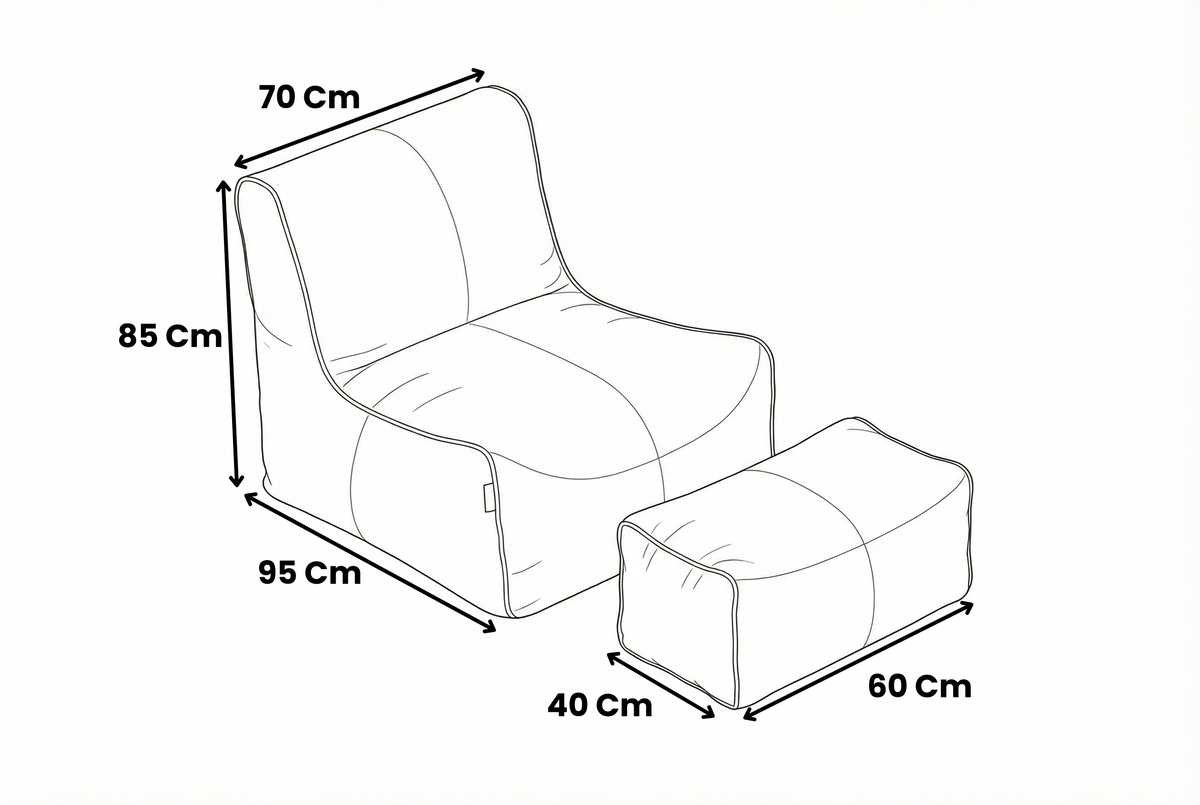2-Piece Velvet Puff Sofa Bean Bag Playstation Chair Relax Chair Washable Cover Foot Pouf