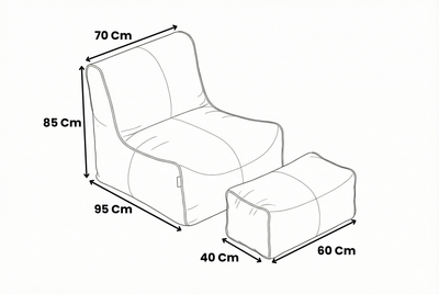 2-Piece Velvet Puff Sofa Bean Bag Playstation Chair Relax Chair Washable Cover Foot Pouf